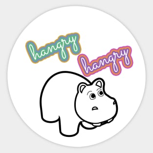 Hangry Hangry Hippo Funny Sign Sticker